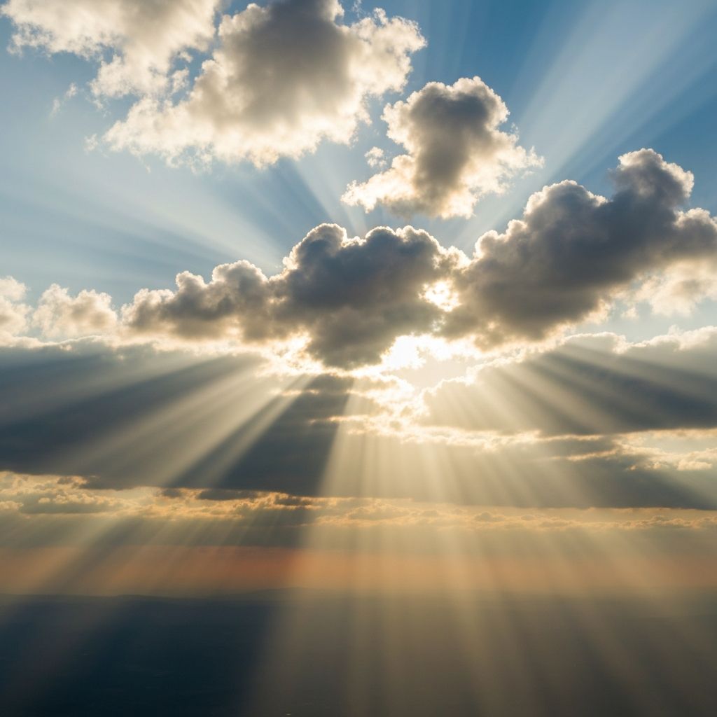 Sunlight through clouds symbolizing clarity and renewal